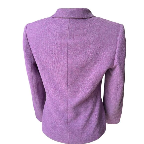Kasper Womens Blazer Wool Blend Zip Collar Office Purple Knit - Picture 2 of 8